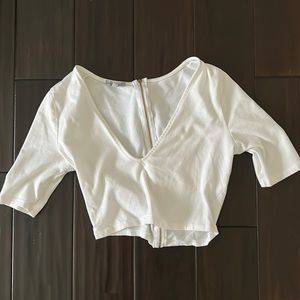 Charlotte Russe White Mid Sleeve Crop Top